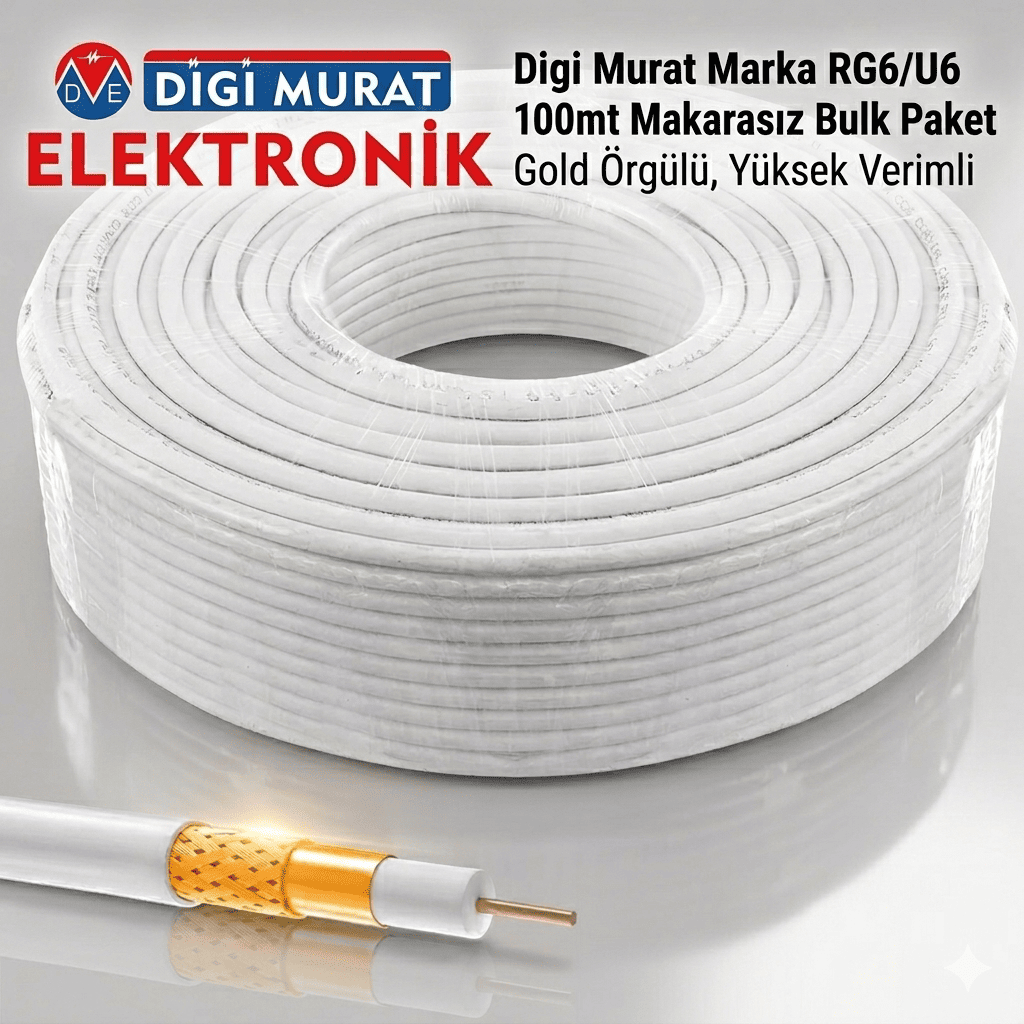 48Tel Gold Anten Kablosu RG6/U6 100mt Makarasız Poke