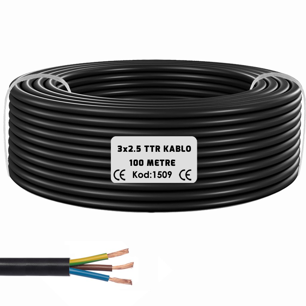 3x2.5 TTR Seslendirme Kablosu Siyah 100mt