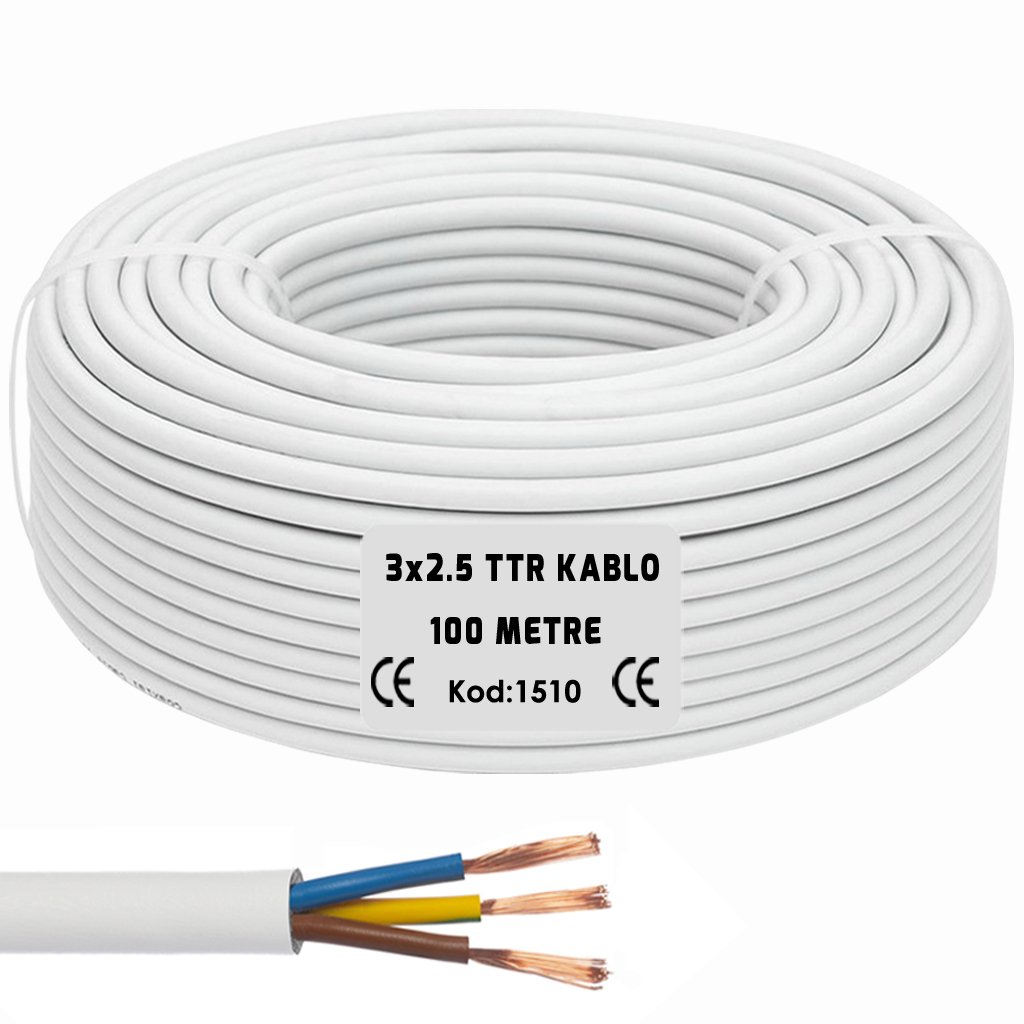 3x2.5 TTR Seslendirme Kablosu Beyaz 100mt