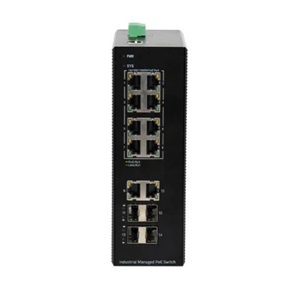 BDCOM IES200-L25-4S8P  8-Port Gigabit PoE +4-Port Gigabit SFP Lite-L3 Yönetilebilir Endüstriyel SW